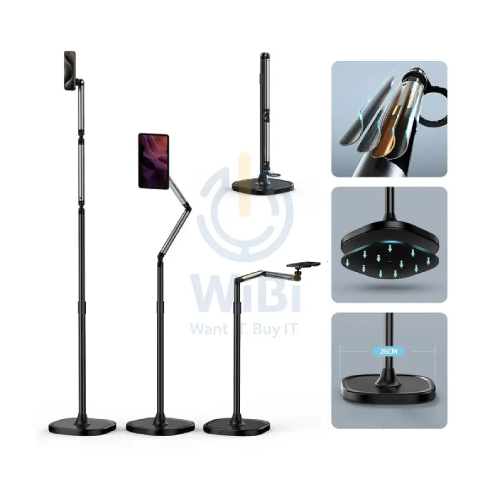 Earldom EH301 2-IN-1 Magnetic Overhead Floor Stand for Phone & Tablet - Black Accessories > Mobiles & Tablets > Mobiles