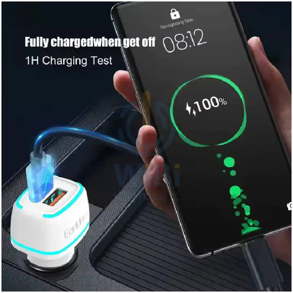 Earldom ES-CC11 Car Charger With USB-C Cable - 18W / USB-A / USB-C / White Accessories > Mobiles & Tablets > Mobiles >
