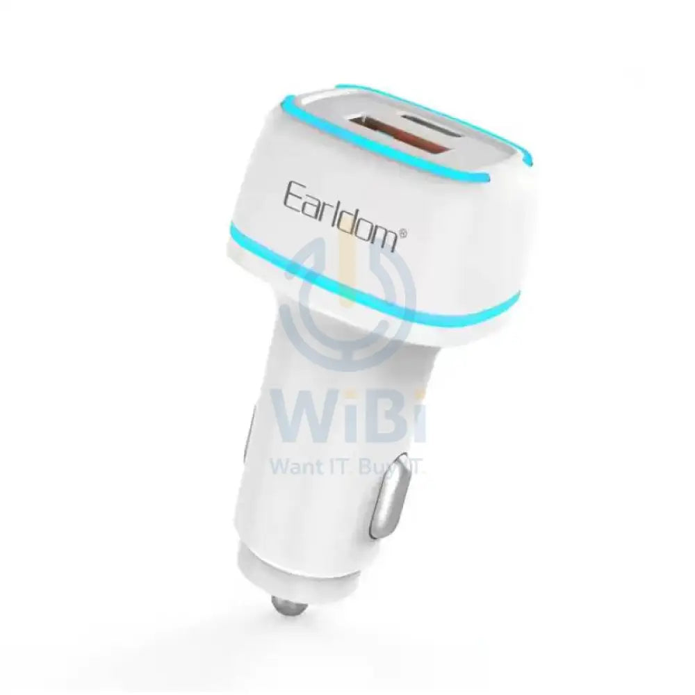 Earldom ES-CC11 Car Charger With USB-C Cable - 18W / USB-A / USB-C / White Accessories > Mobiles & Tablets > Mobiles >