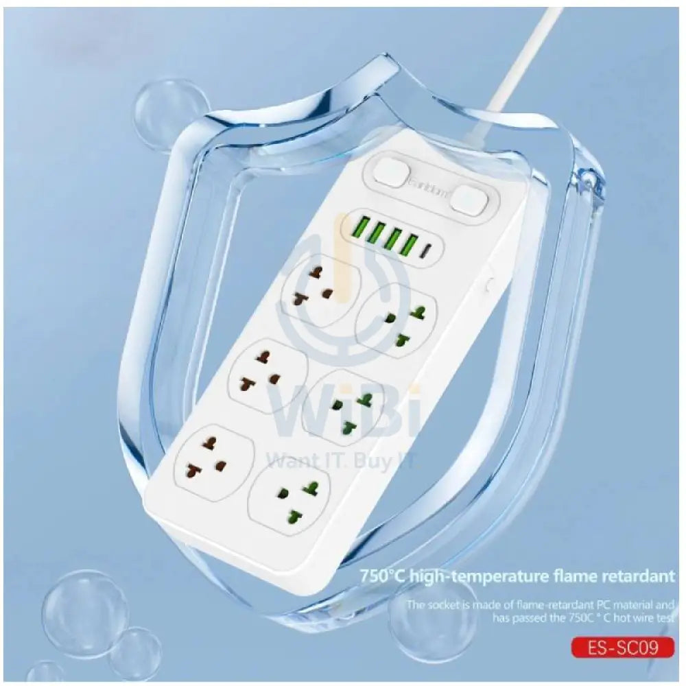 Earldom ES-SC09 11-in-1 Power Strip Extension - 6 Way / UK Plug / USB-A / USB-C / White Accessories > Power > Power