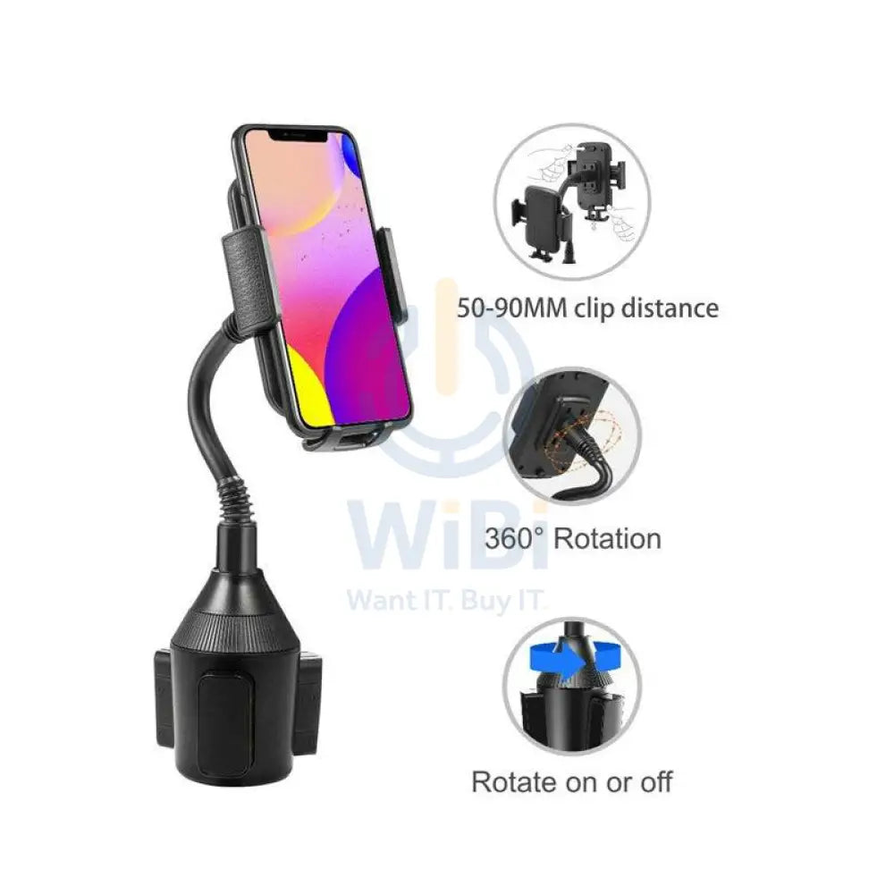 Earldom Gooseneck Car Cup Phone Mount Stand - Black Accessories > Mobiles & Tablets > Mobiles > Mobile Holder / Stands