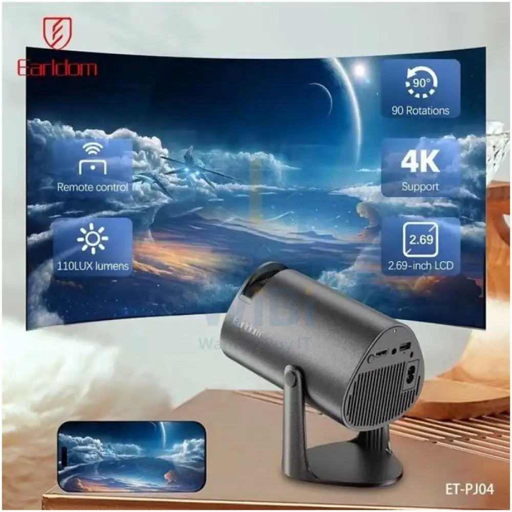 Earldom ET-PJ04 4K Ultra HD Projector - Black Monitors & Projectors > Projectors