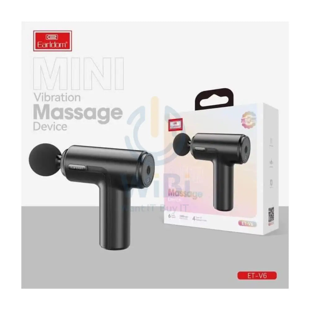 Earldom ET-V6 Mini Vibration Massage Gun - 1200mAh / Black Accessories > Smart Devices