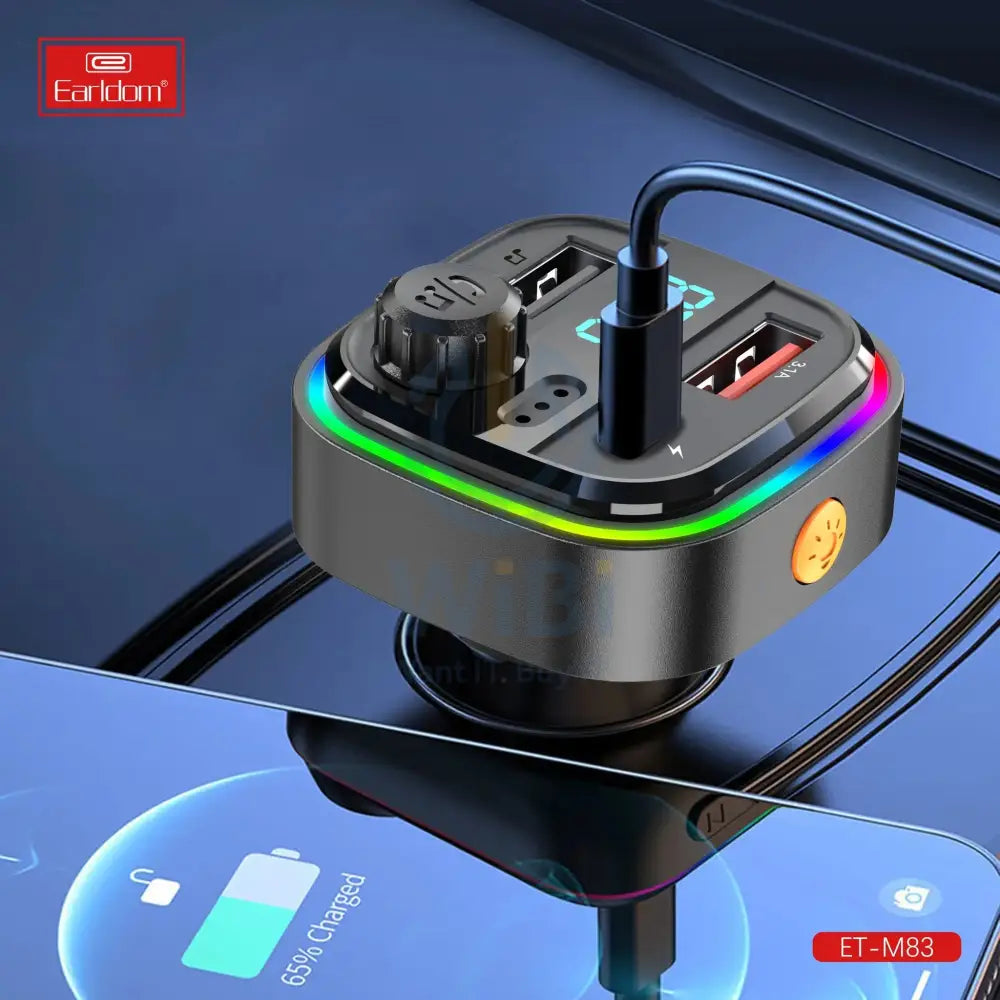 Earldom FM Bluetooth Transmitter With Fast Car Charger LED with Music Player – Black Accessories > Power Adapters