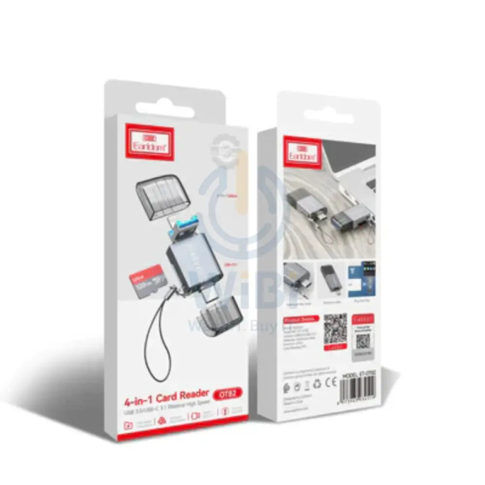 Earldom OT82 4-in-1 Mini Aluminium Card Reader - USB-A / Lightning / USB-C Storage > Memory Cards
