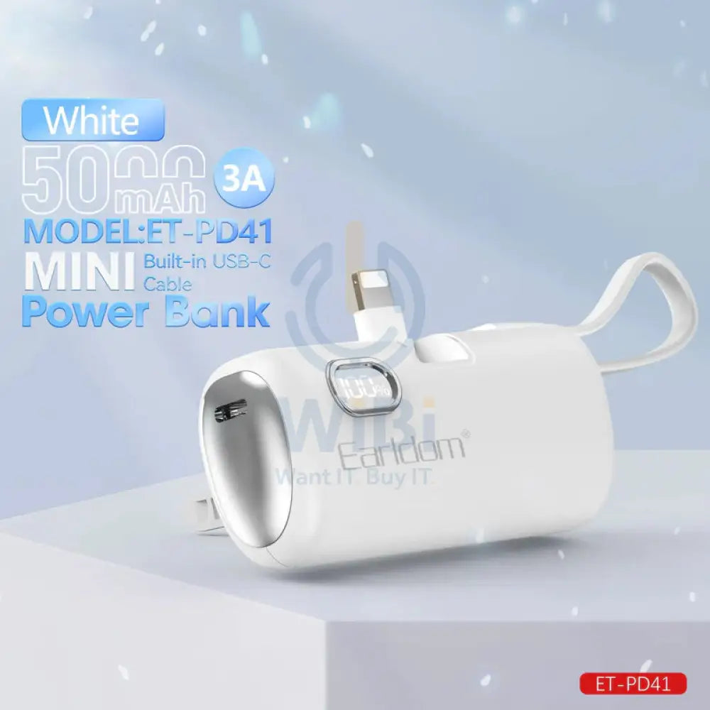 Earldom PD41 Mini PowerBank - 5000mAh / 22.5W / White Accessories > Power Bank