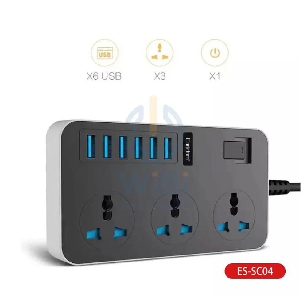 Earldom SC04 Power Strip Extension - 3 Way / USB / Black Accessories > Power > Power Protection > Surge Protector