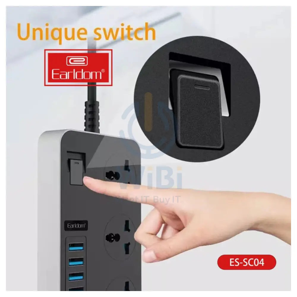 Earldom SC04 Power Strip Extension - 3 Way / USB / Black Accessories > Power > Power Protection > Surge Protector