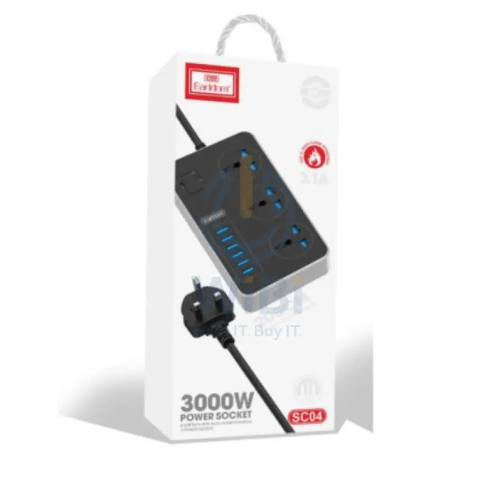 Earldom SC04 Power Strip Extension - 3 Way / USB / Black Accessories > Power > Power Protection > Surge Protector