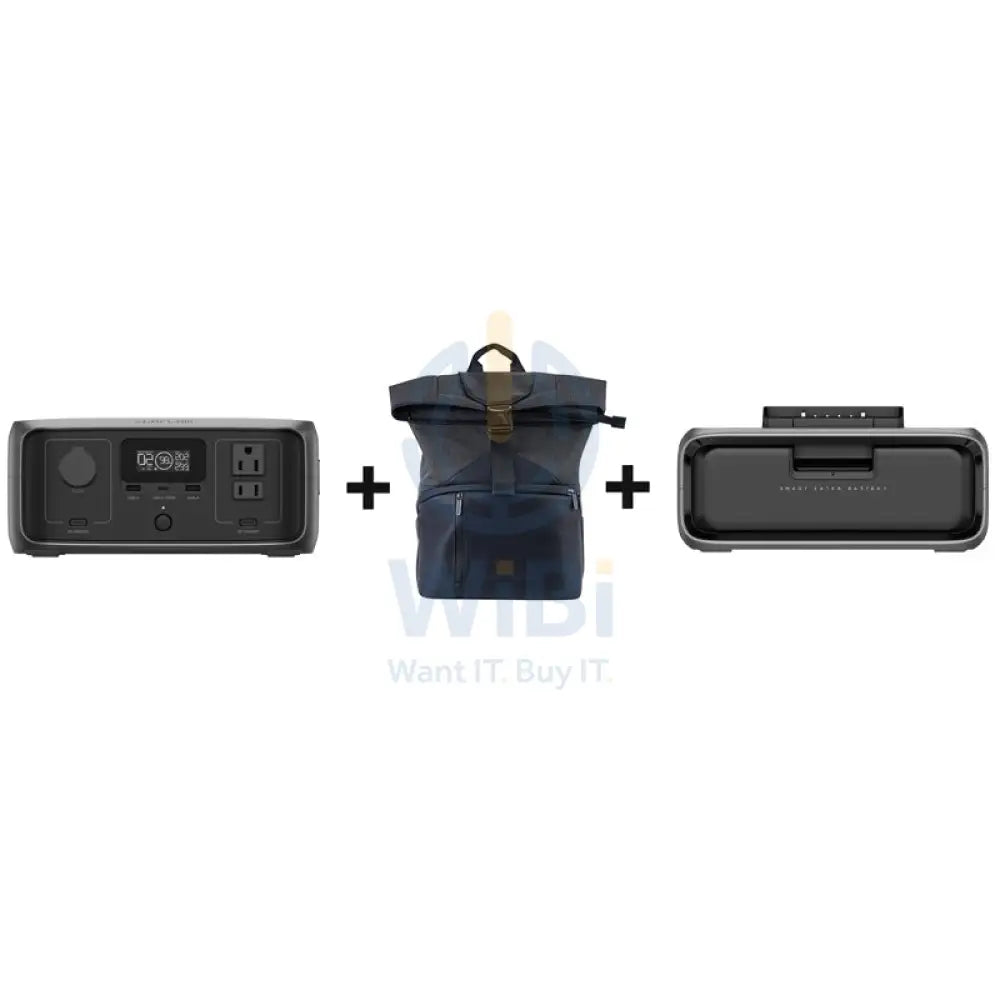 EcoFlow RIVER 3 Portable Power Station - 600W / 245Wh / Gray + EcoFlow EB300 Battery for RIVER 3 Plus + EcoFlow