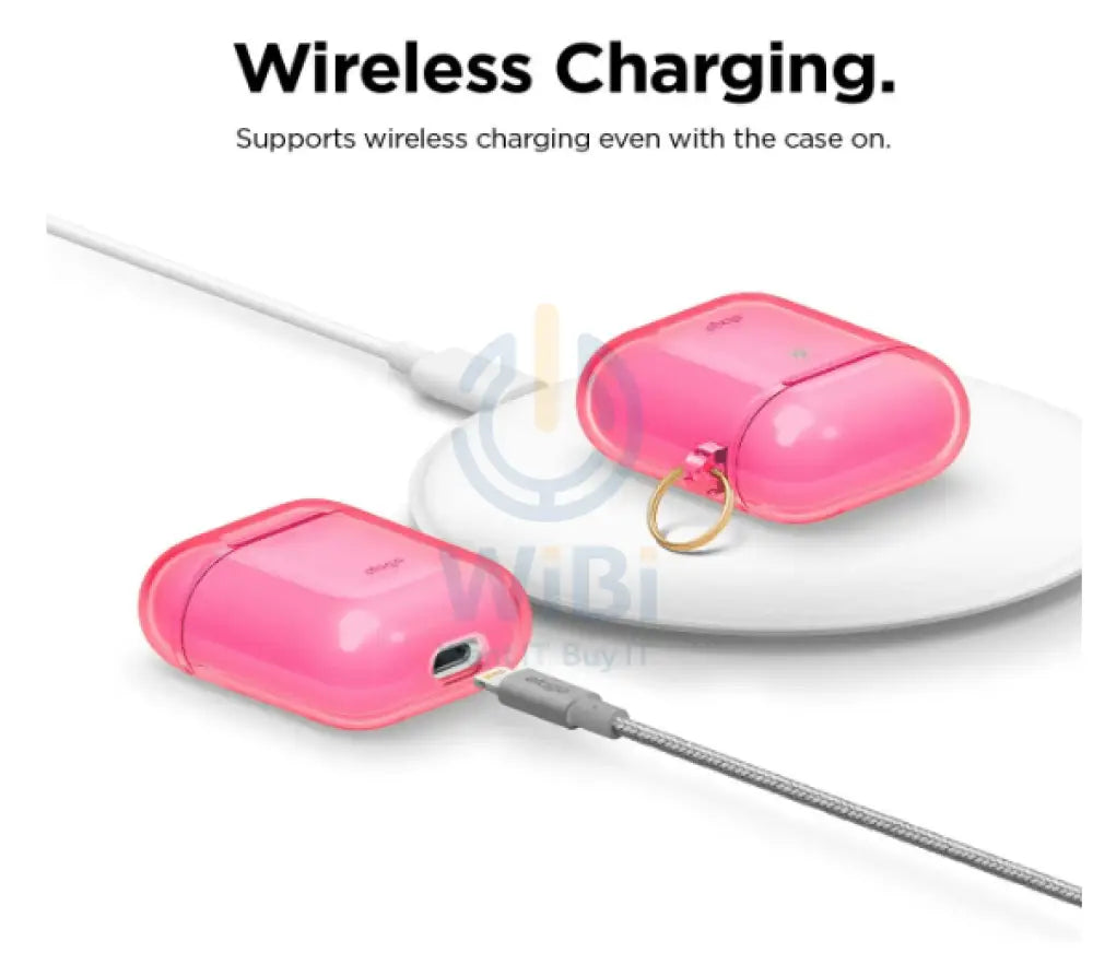 Elago AirPods 1 & 2 Clear Case - Neon Hotpink Accessories > Mobiles & Tablets > Mobiles