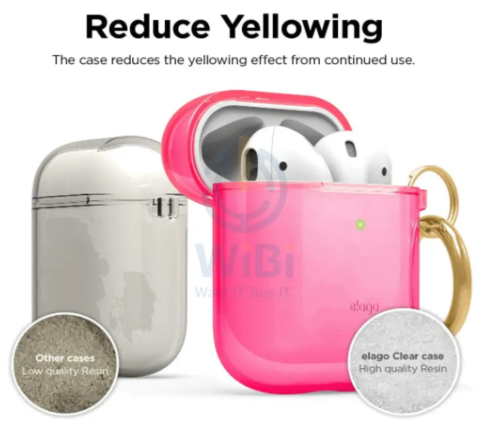 Elago AirPods 1 & 2 Clear Case - Neon Hotpink Accessories > Mobiles & Tablets > Mobiles
