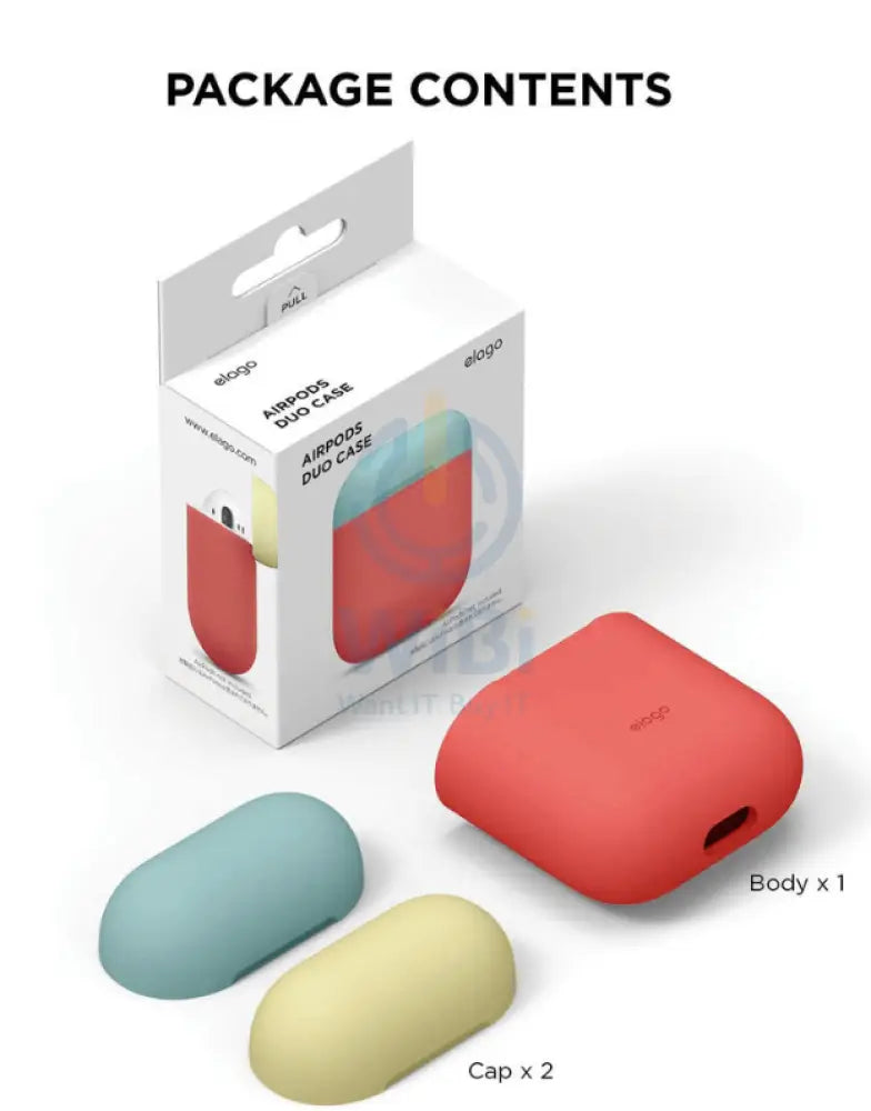 Elago AirPods 1 & 2 Duo Case - Body-Italian Rose / Top-Coral Blue Yellow Accessories > Mobiles & Tablets > Mobiles