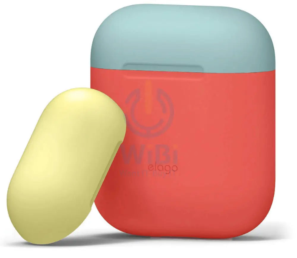 Elago AirPods 1 & 2 Duo Case - Body-Italian Rose / Top-Coral Blue Yellow Accessories > Mobiles & Tablets > Mobiles