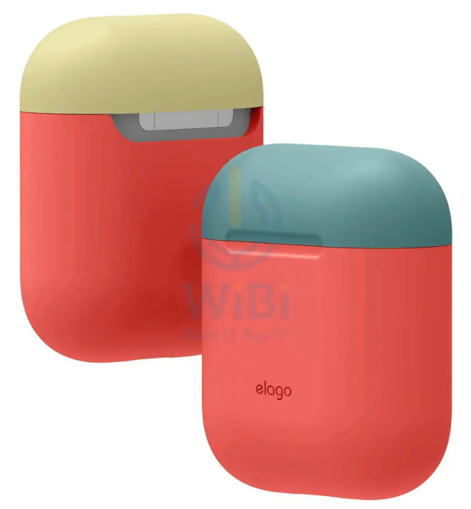 Elago AirPods 1 & 2 Duo Case - Body-Italian Rose / Top-Coral Blue Yellow Accessories > Mobiles & Tablets > Mobiles
