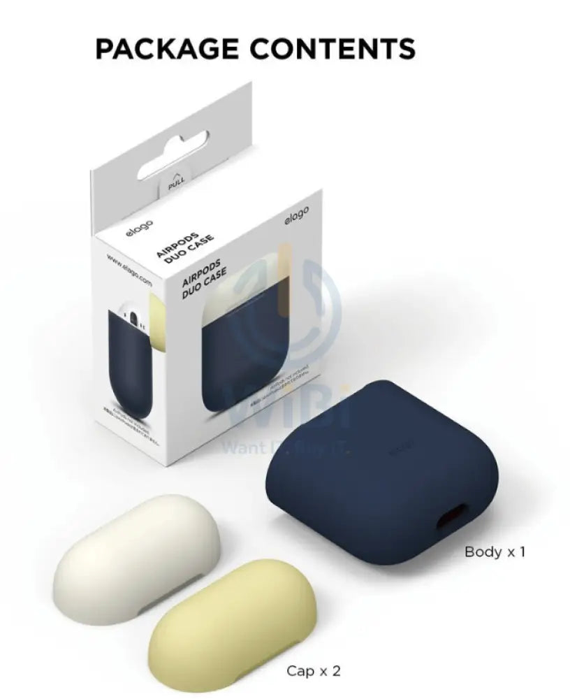 Elago AirPods 1 & 2 Duo Case - Body-Jean Indigo / Top-Classic White Yellow Accessories > Mobiles & Tablets > Mobiles