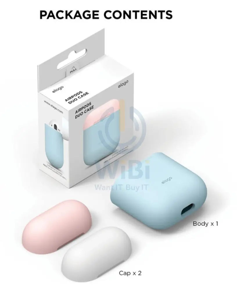 Elago AirPods 1 & 2 Duo Case - Body-Pastel Blue / Top-Pink White Accessories > Mobiles & Tablets > Mobiles