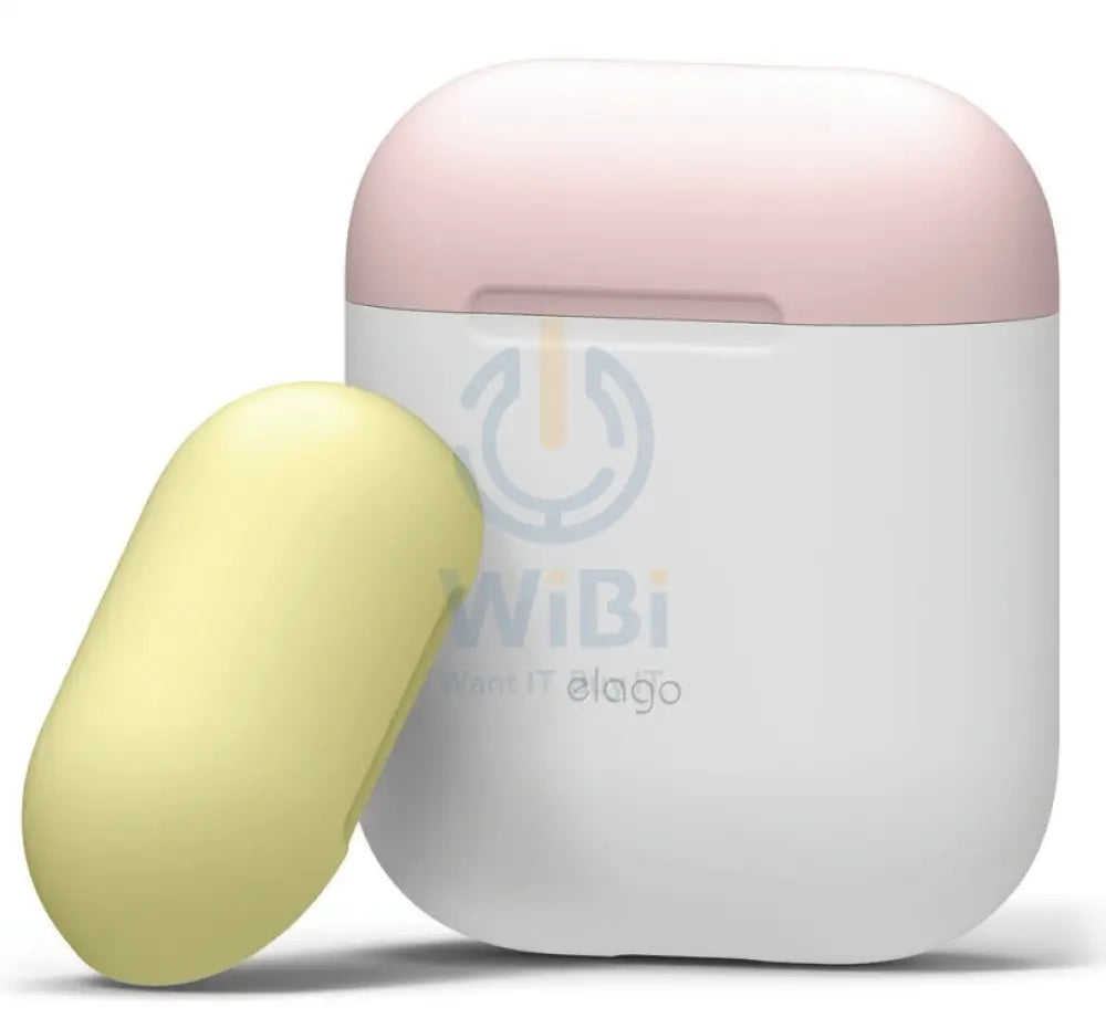 Elago AirPods 1 & 2 Duo Case - Body-White / Top-Pink Yellow Accessories > Mobiles & Tablets > Mobiles