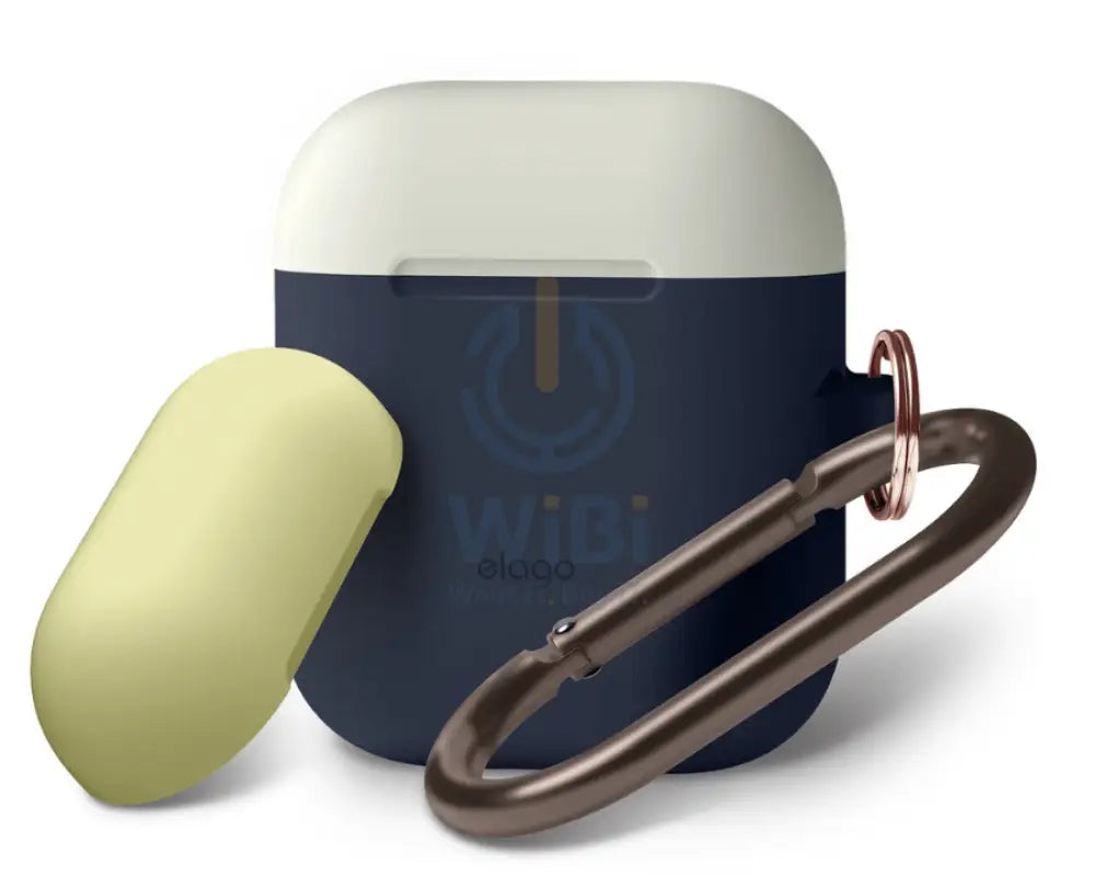 Elago AirPods 1 & 2 Duo Hang Case - Dark Brown / Pastel Blue Yellow Accessories > Mobiles & Tablets