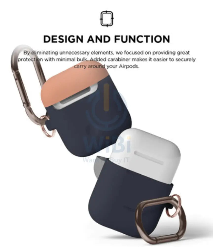 Elago AirPods 1 & 2 Duo Hang Case - Dark Brown / Pastel Blue Yellow Accessories > Mobiles & Tablets