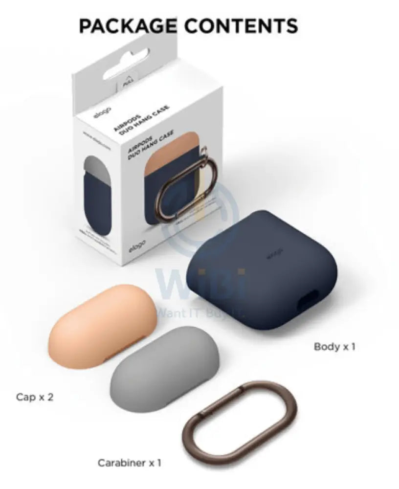Elago AirPods 1 & 2 Duo Hang Case - Dark Brown / Pastel Blue Yellow Accessories > Mobiles & Tablets