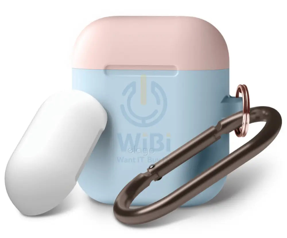 Elago AirPods 1 & 2 Duo Hang Case - Dark Brown / Pastel Blue Yellow Accessories > Mobiles & Tablets