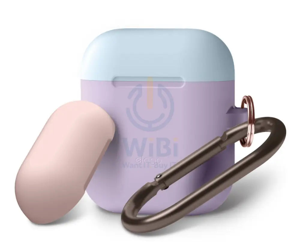 Elago AirPods 1 & 2 Duo Hang Case - Dark Brown / Pastel Blue Yellow Accessories > Mobiles & Tablets