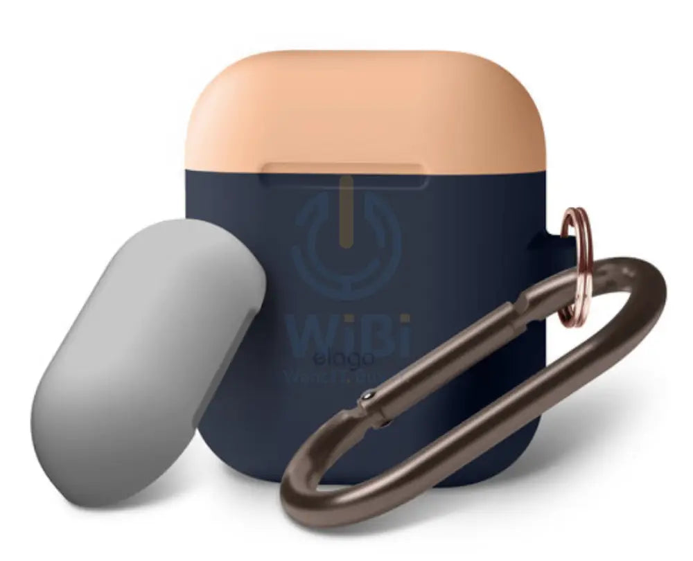 Elago AirPods 1 & 2 Duo Hang Case - Dark Brown / Pastel Blue Yellow Accessories > Mobiles & Tablets