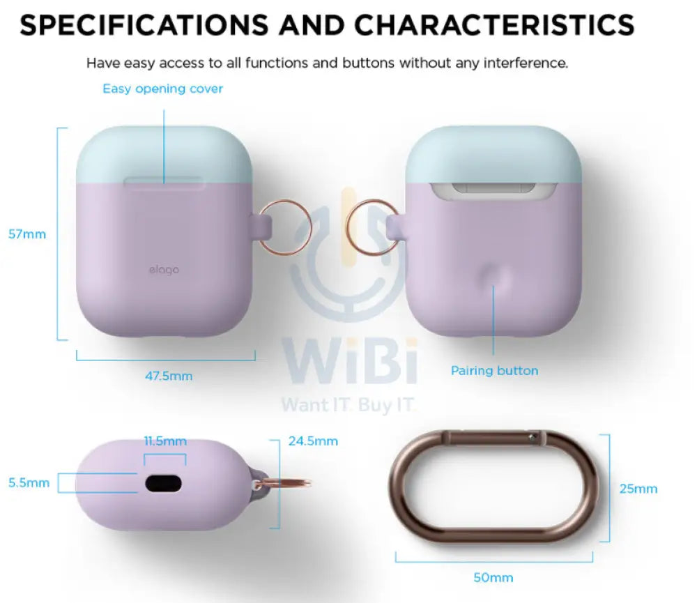 Elago AirPods 1 & 2 Duo Hang Case - Lavender / Pink Pastel Blue Accessories > Mobiles & Tablets