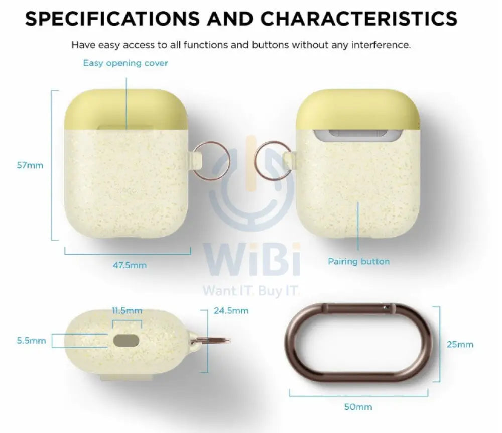 Elago AirPods 1 & 2 Duo Hang Case - NightGlow Gold Pearl / Yellow Italian Rose Accessories > Mobiles & Tablets
