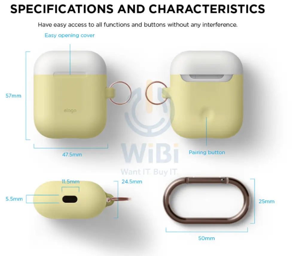 Elago AirPods 1 & 2 Duo Hang Case - Yellow / White Pastel Blue Accessories > Mobiles & Tablets