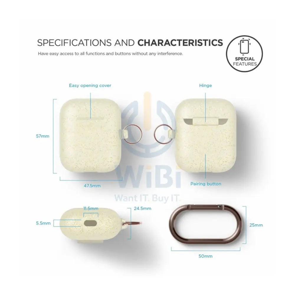 Elago AirPods 1&2 Hang Case - Nightglow Gold Pearl Accessories > Mobiles & Tablets