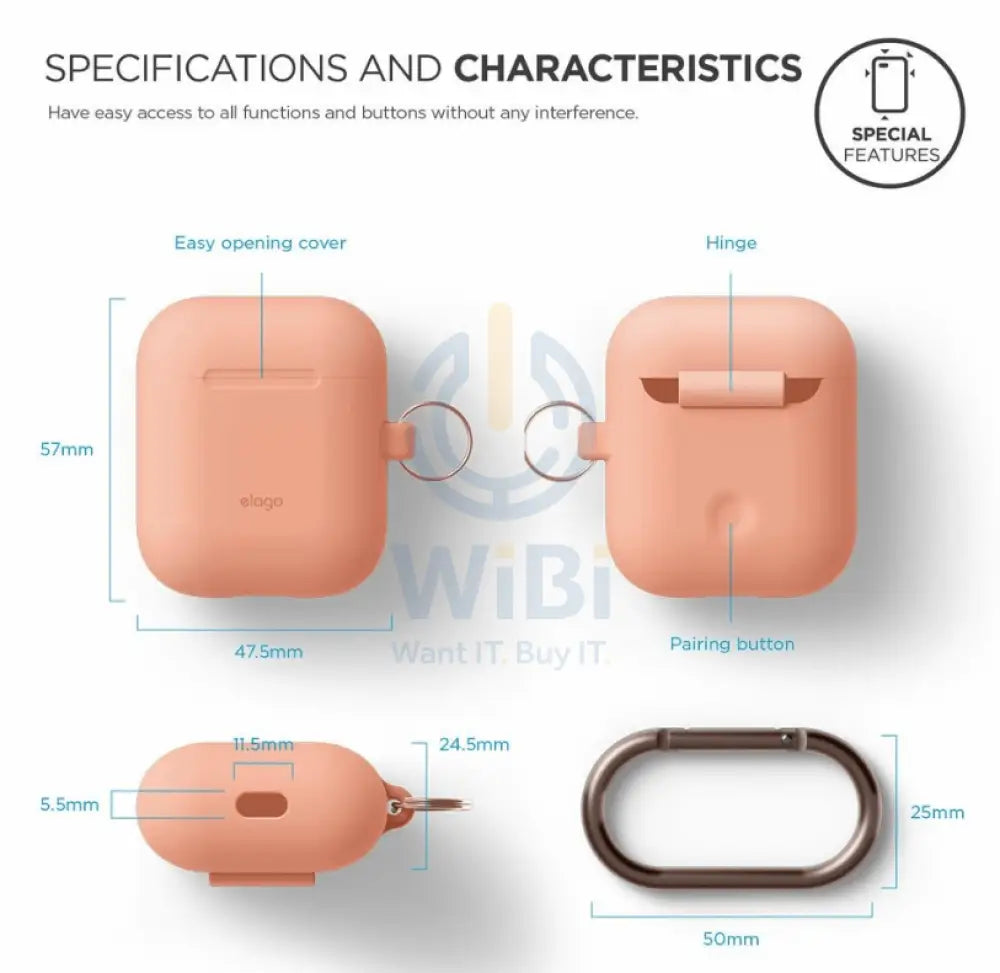 Elago Airpods 1&2 Hang Case - Peach Accessories > Audio > Headphones