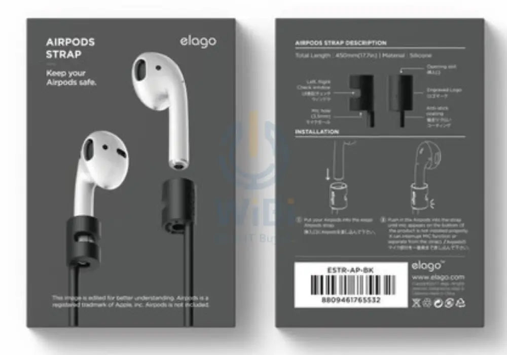 Elago Airpods 1 & 2 / AirPods Pro Strap - Black Accessories > Mobiles & Tablets > Mobiles