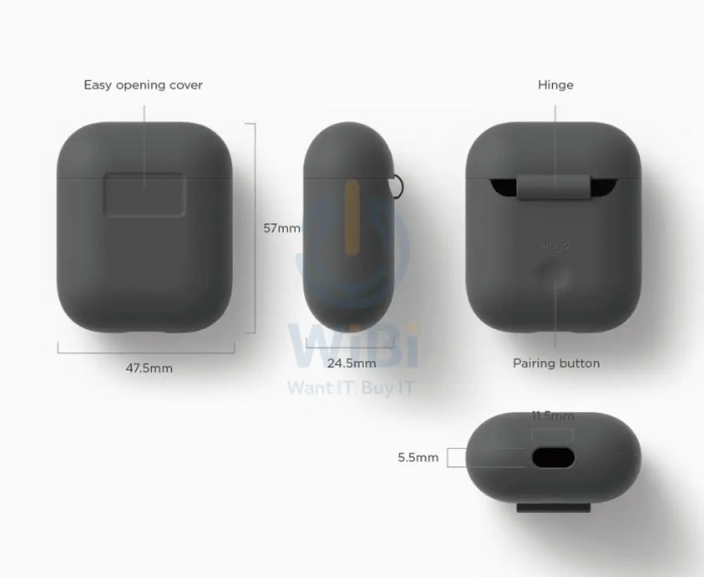 Elago AirPods 1&2 Silicone Case - Dark Gray Accessories > Mobiles & Tablets > Mobiles