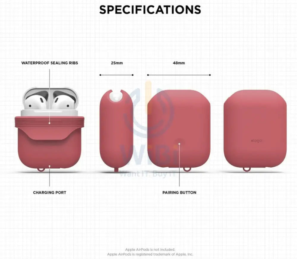 Elago AirPods 1&2 WaterProof Case - Italian Rose Accessories > Mobiles & Tablets > Mobiles