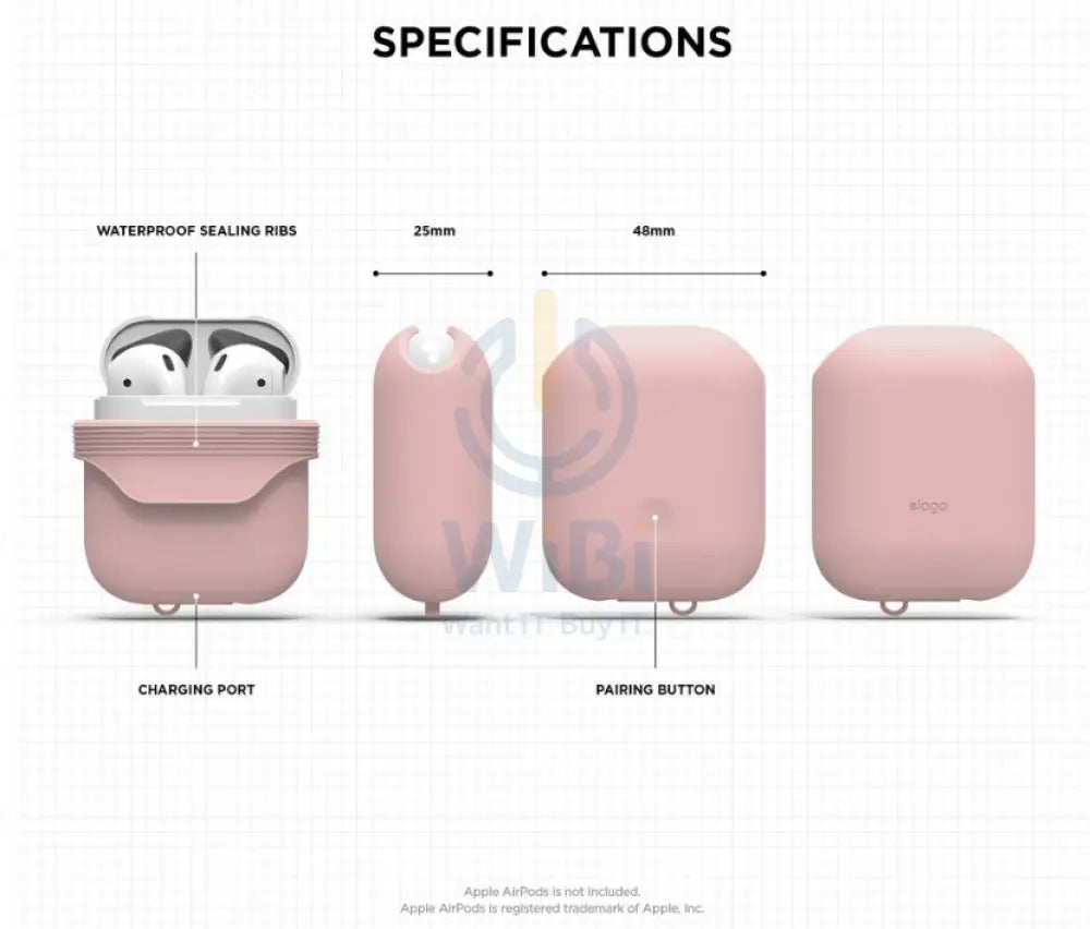 Elago AirPods 1 & 2 WaterProof Case - Lovely pink Accessories > Mobiles & Tablets > Mobiles