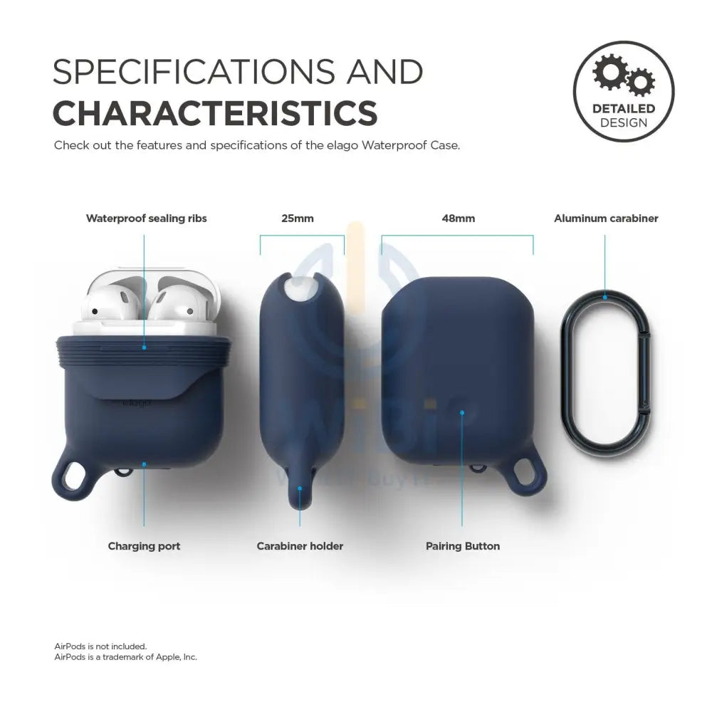 Elago AirPods 1 & 2 Waterproof Hang Case - Jean Indigo Accessories > Mobiles & Tablets > Mobiles