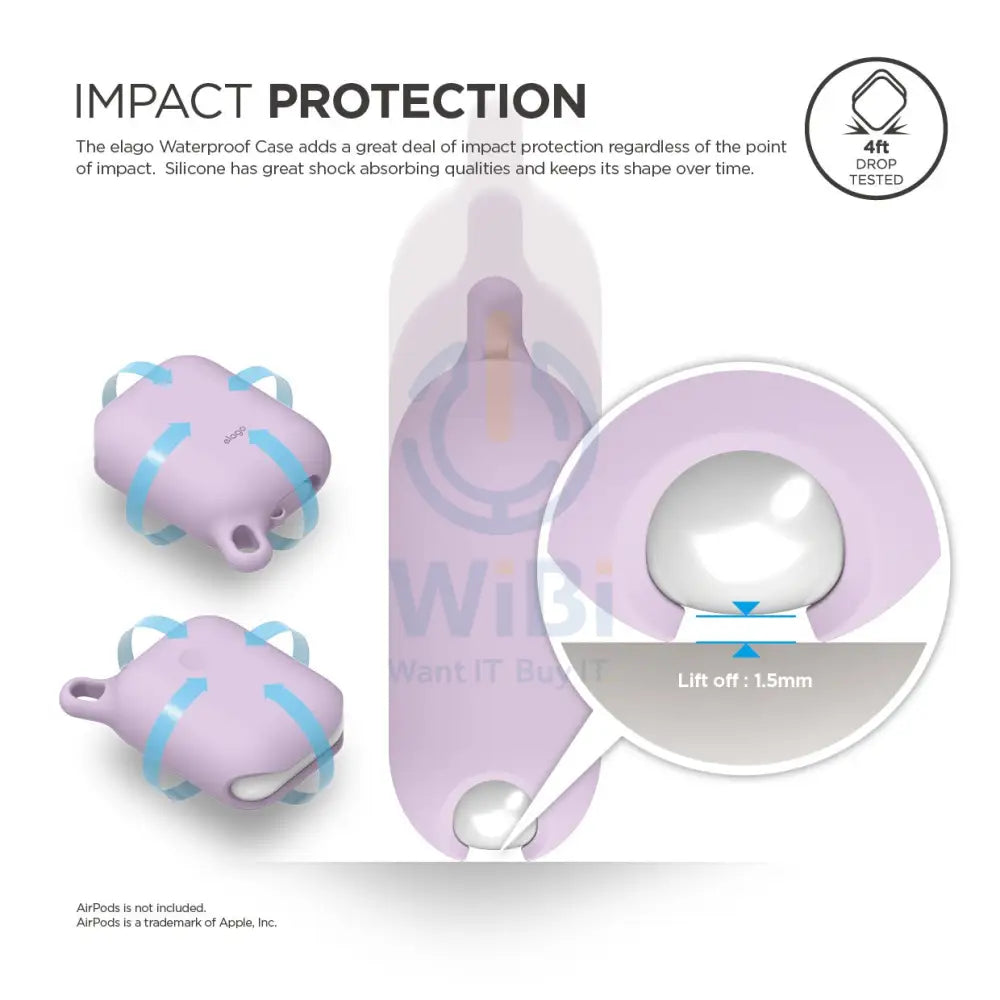 Elago AirPods 1 & 2 Waterproof Hang Case - Lavender Accessories > Mobiles & Tablets > Mobiles