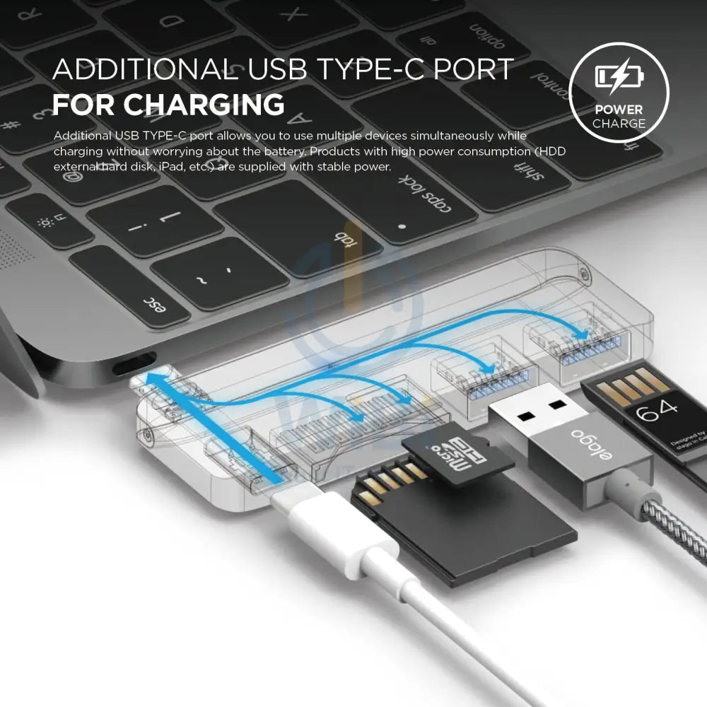 Elago Aluminum Charging Multi Hub USB-C - Black Accessories > USB Hub