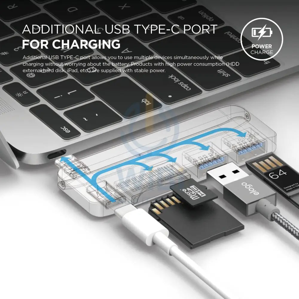 Elago Aluminum Charging Multi Hub USB-C - Silver Accessories > USB Hub