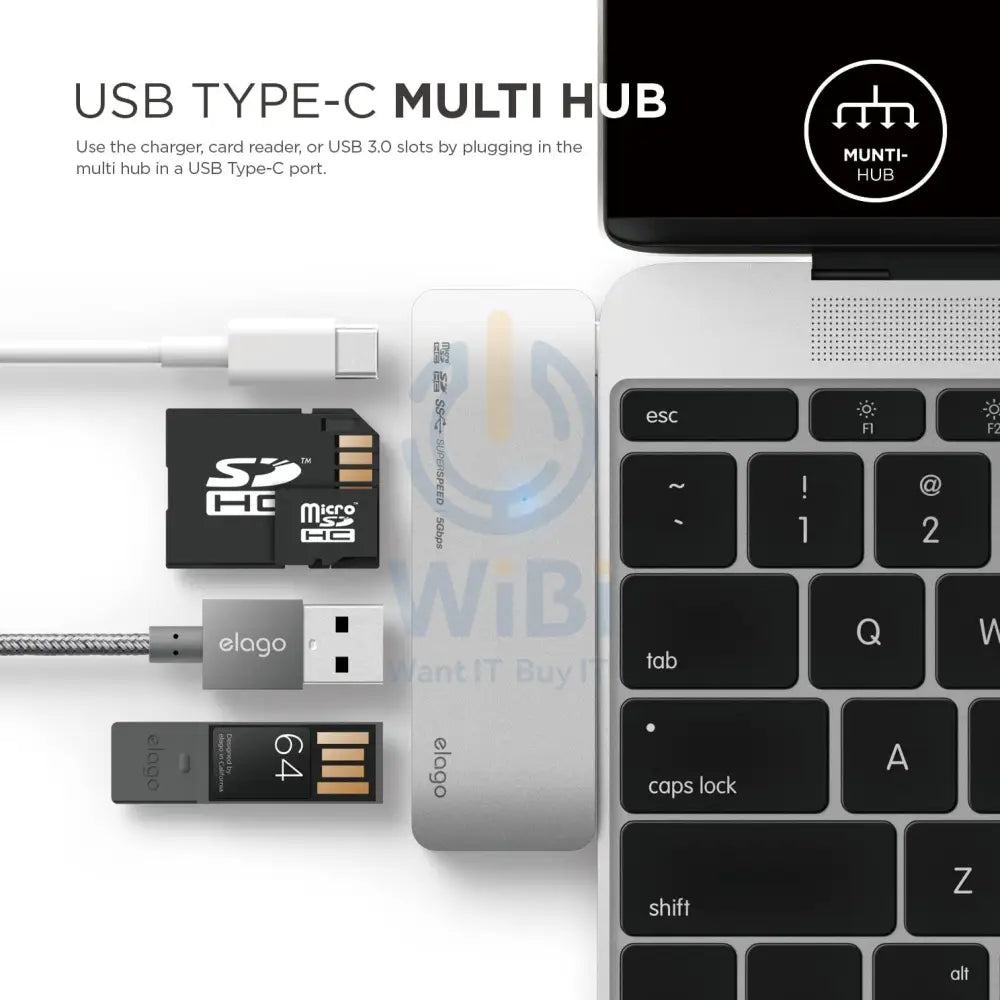 Elago Aluminum Charging Multi Hub USB-C - Silver Accessories > USB Hub