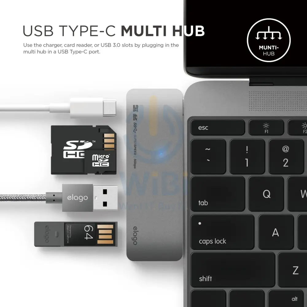 Elago Aluminum Charging Multi Hub USB-C - Space Gray Accessories > USB Hub