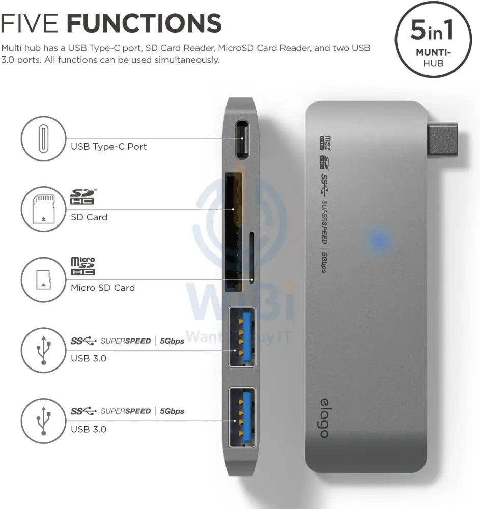 Elago Aluminum Charging Multi Hub USB-C - Space Gray Accessories > USB Hub