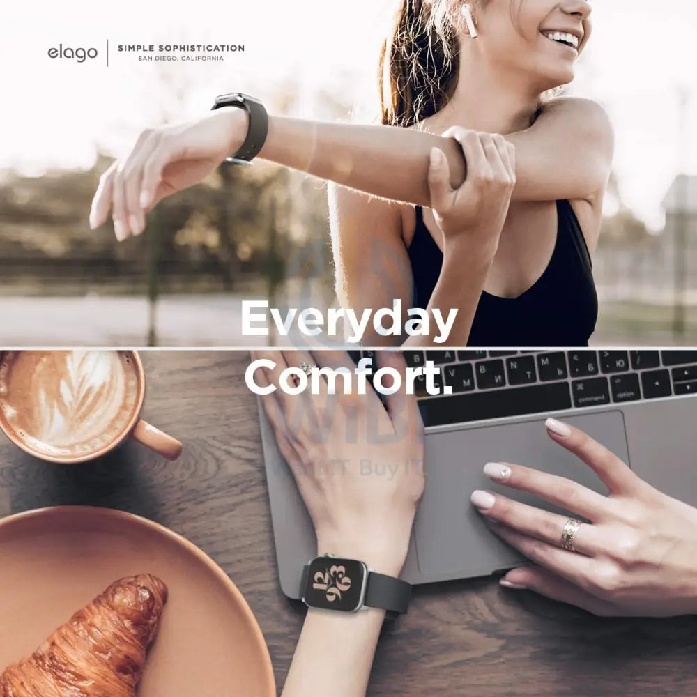 Elago Apple Watch 41/40mm Premium Fluoro Rubber Strap - Black Accessories > Smart Watches