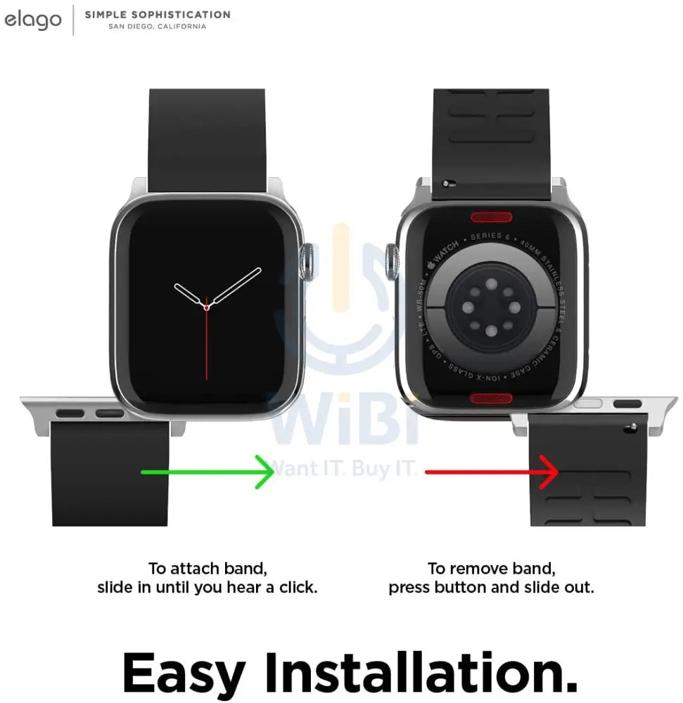 Elago Apple Watch 45/44/42mm/Ultra Premium Fluoro Rubber Strap - Black Accessories > Smart Watches