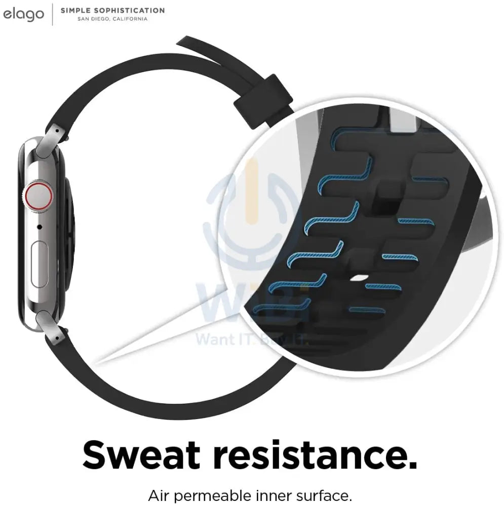 Elago Apple Watch 45/44/42mm/Ultra Premium Fluoro Rubber Strap - Black Accessories > Smart Watches