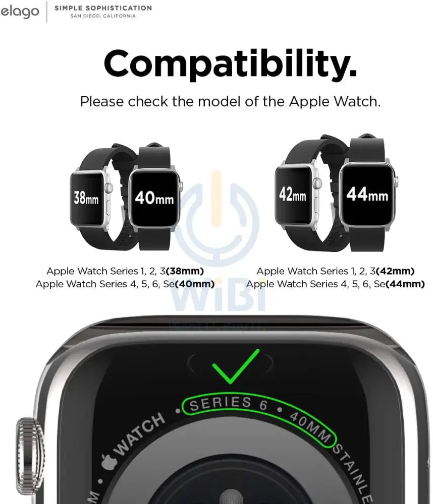 Elago Apple Watch 45/44/42mm/Ultra Premium Fluoro Rubber Strap - Black Accessories > Smart Watches