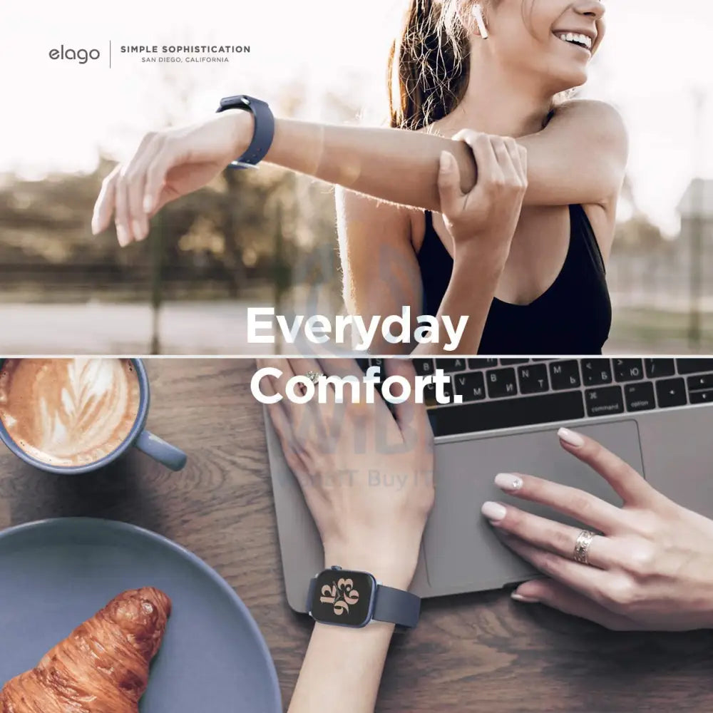 Elago Apple Watch 45/44/42mm/Ultra Premium Fluoro Rubber Strap - Jean Indigo Accessories > Smart Watches