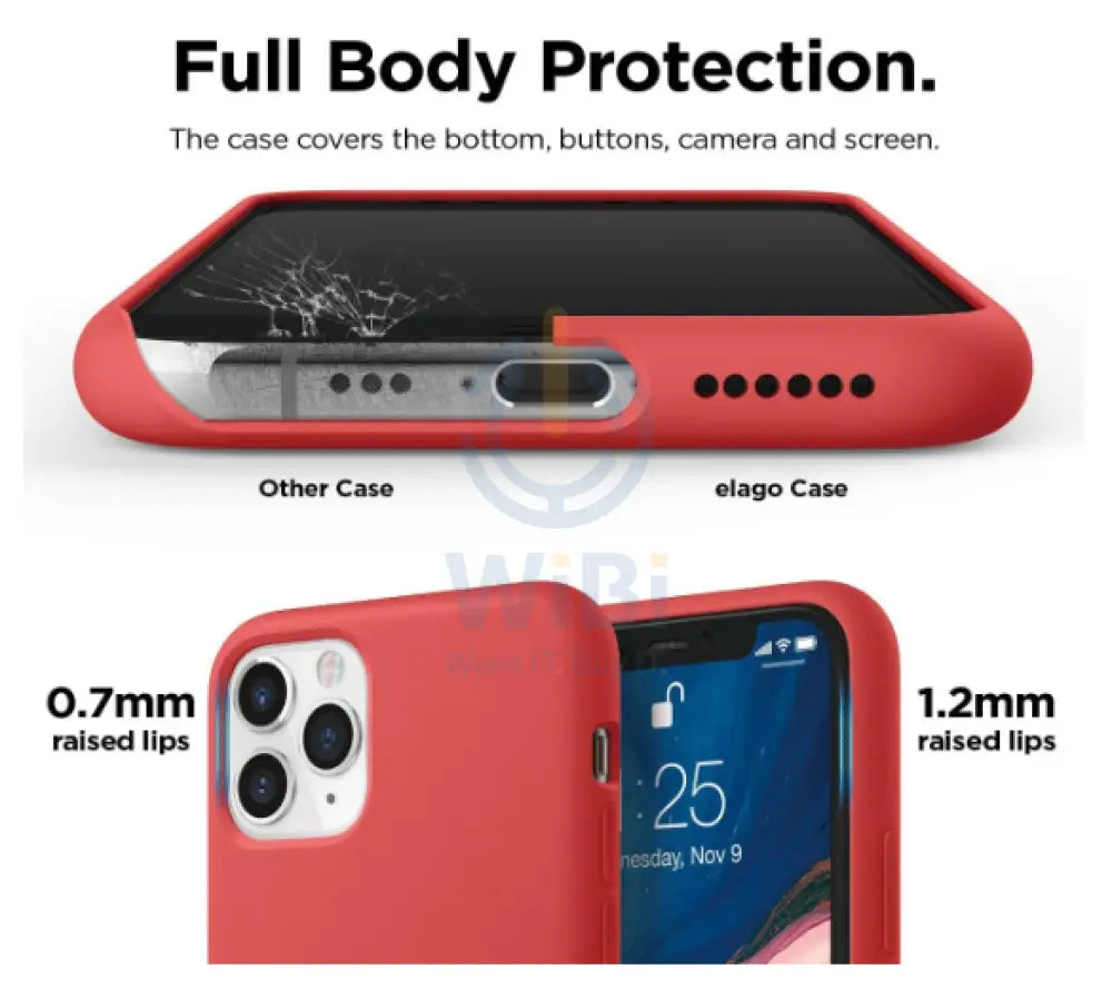 Elago iPhone 11 Pro 5.8 inch Silicone Case - Red Accessories > Mobiles & Tablets > Mobiles > Screen Protectors & Covers